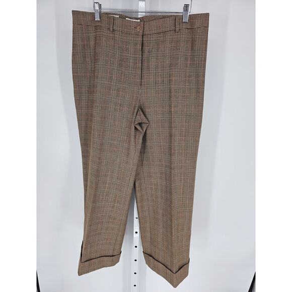 VTG Un Deux Trois 123 Tan Taupe Plaid Single-Button Pant Suit Size 48 - Picture 5 of 7